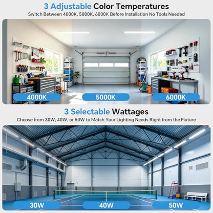 4ft LED Linear Light Fixture,50/40/30W for Office Garage Warehouse - color: No Suspension Kit, size: 4FT-4P