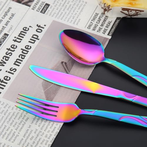 40-Piece Rainbow Flatware Set for 8 - color: Rainbow, size: 40-Piece