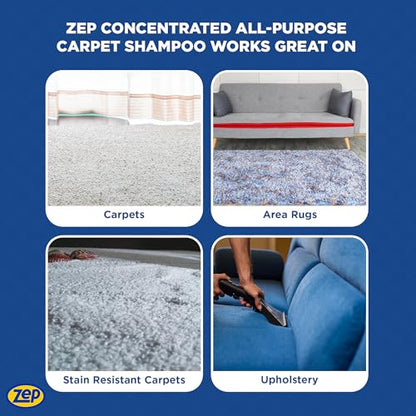 Zep All-Purpose Carpet Shampoo Concentrate Cleaner - 1 Gallon - ZUCEC128 - Professional Formula Removes Dirt and Stains (Pack of 2) - size: 128 Fl Oz (Pack of 2)