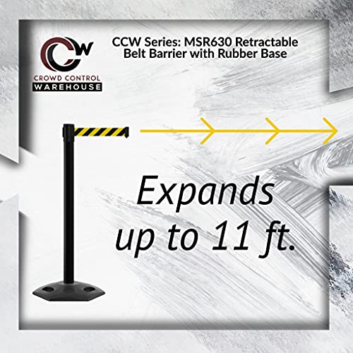 CCW Series WBB-200 Retractable Stanchion Barriers, Rubber Base, Set of 2