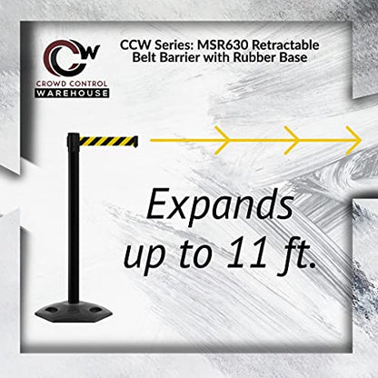 CCW Series WBB-200 Retractable Stanchion Barriers, Rubber Base, Set of 2