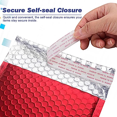 Metallic Matte Red Bubble Mailers Mailing Padded Envelopes 10.5x16 Inch- Self-seal Closure Bubble Shipping Bag 25pcs - color: Red, size: 10.5x16" 25pc