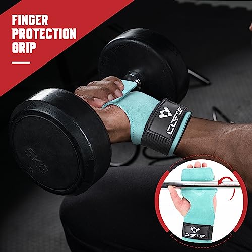 Weight Lifting Wrist Strap, Double-Layer Leather for Deadlift Powerlifting - color: Lake Blue