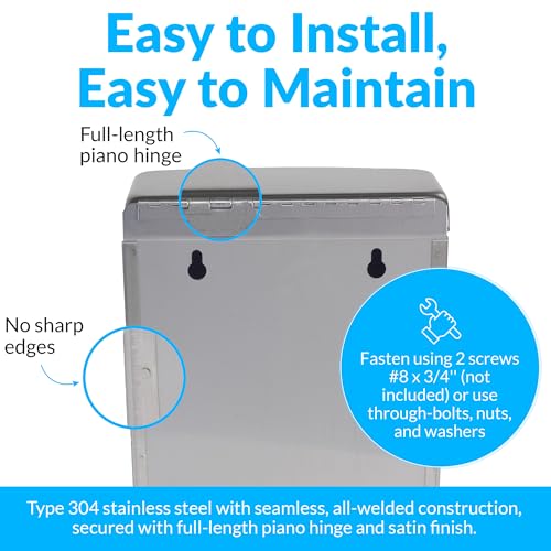 Bobrick Sanitary Napkin Disposal Wall Mounted Stainless Steel Flip Top Receptacle for Public Restrooms, 1-Piece Design with 1 Gallon Waste Capacity (Model B-270) - size: 1 Gallon