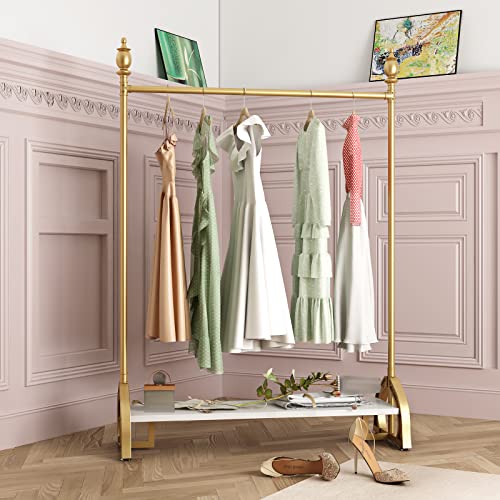 Gold Clothing Rack, Boutique Gold Clothes Racks with Shelf for Display, Heavy Duty Garment Rack for Retail Use (47.24L) - style: single-47