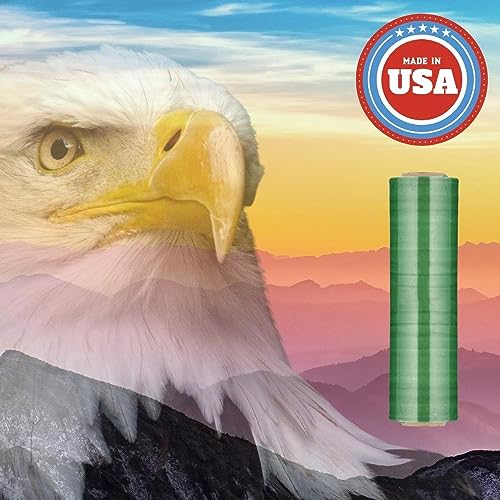 PSBM Dark Green Stretch Wrap, 4 Rolls 18 Inch x 1000 Feet 100 Gauge, Heavy Duty Plastic Wrap Industrial Strength Shrink Film for Moving, Packing & Shipping - color: Green, size: 4 Rolls