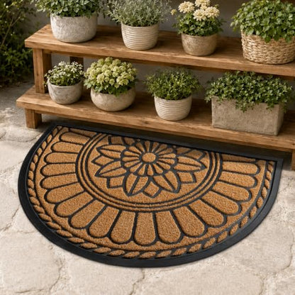 Mibao Half Round Door Mat, 47"x32", Yellow, Semicircular Entrance - color: Yellow, size: 2'8" x 3'11" (Semicircular)