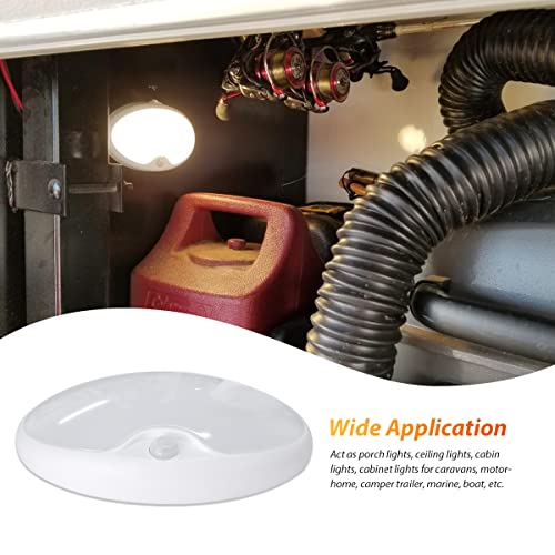 RV Motion Sensor Light LED 12 Volt Light Fixtures 6 Inch Oval with Switch - color: White shell