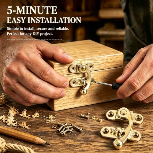 10 Sets Gold Right Latch Hook Hasp & Hinges Kit with Matching Screws - color: Gold