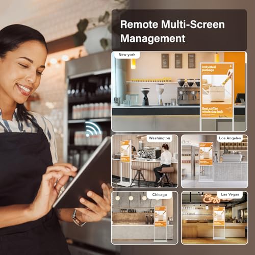 43 Inch 4K Touchscreen Kiosk, Indoor Capacitive Touch Floor Standing Digital Signage Displays, Advertising Display LCD Kiosk, UHD Interactive Display Poster Android System, HDMI/USB/WiFi