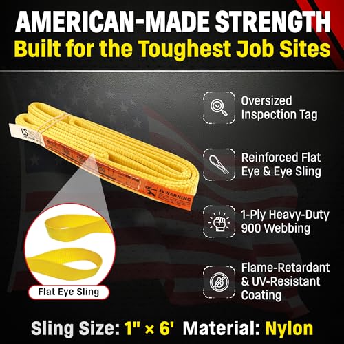 DD Sling 1 Inch x 6 Foot Nylon Lifting Sling - size: 1"x6'