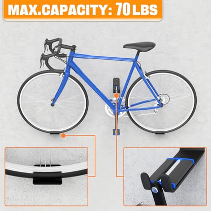 TORACK Wall-mounted Bike Pedal Hanger, Garage Wall Horizontal Bike Rack - style: 2 Pack