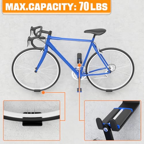 TORACK Wall-mounted Bike Pedal Hanger, Horizontal Bike Rack for Garage Wall - style: 3 Pack