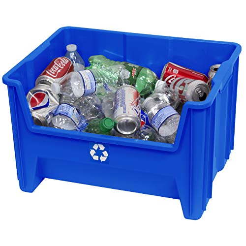 READYSPACE Commercial Industrial Heavy Duty Stackable Open-Front Recycling Bin Box Containers, 12.5 Gallon (Pack of 3), Blue - size: 12.5 Gallon (Pack of 3)