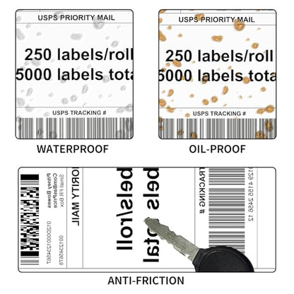 FungLam 4"X6" Thermal Shipping Labels, 5000 Labels, 20 Rolls, Compatible with Rollo, Munbyn, iDPRT Thermal Printers - size: 20 Rolls