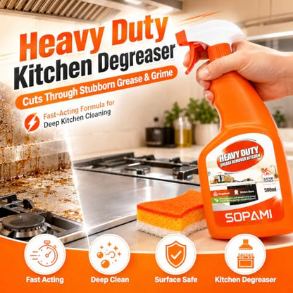 SOPAMI Kitchen Degreaser Spray, Heavy-Duty All Purpose Cleaning