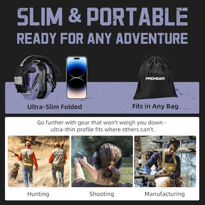 PROHEAR 022 Electronic Ear Protection for Shooting & Hunting - 29dB SNR Noise Reduction, 4 Omnidirectional Microphones - color: Electronic-silicone Ear Pads-purple