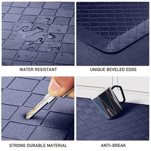 HappyTrends Kitchen Floor Mat - 4/5 Inch Thick Anti-Fatigue Kitchen Rug - color: Blue, size: 72"L x 22"W x 0.8"Th