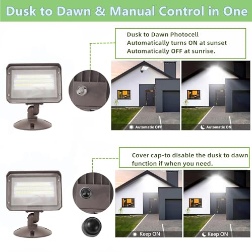 40W Outdoor LED Flood Light Dusk to Dawn with Knuckle, 5600LM 500W Equivalent, 100-277V 5000K Daylight, ETL Commercial LED Flood Light Fixture, Outdoor Security Lighting for Landscape/Parking Lot - size: 40W