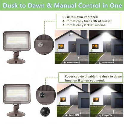 40W Outdoor LED Flood Light Dusk to Dawn with Knuckle, 5600LM 500W Equivalent, 100-277V 5000K Daylight, ETL Commercial LED Flood Light Fixture, Outdoor Security Lighting for Landscape/Parking Lot - size: 40W