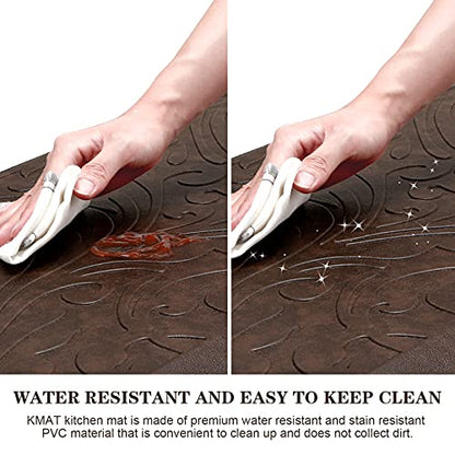 KMAT 2PCS Kitchen Mat Cushioned Anti-Fatigue Comfort Standing Mat Rug - color: Brown, size: 1'5" x 5' +1'5" x 2'4" (Rectangular)