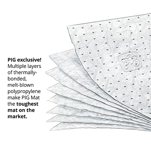 PIG Oil Absorbent Mat Pad | in Dispenser Box | Absorbs Oils & Fuels | 21 oz Absorbency Per Pad | Mediumweight | 20" L x 15" W | 100 Pads | MAT454 - style: With Dispenser Box