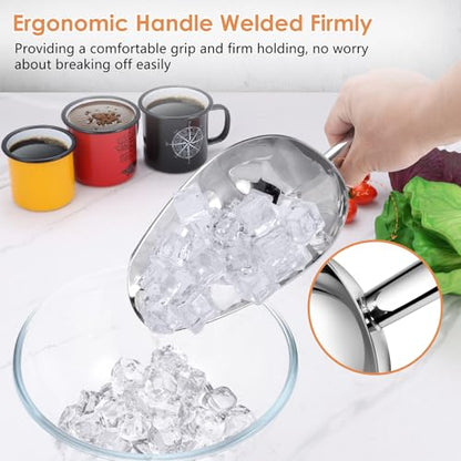 TeamFar Ice Scoop 24 oz, Stainless Steel Big Large Scoop, for Sweet Food Popcorn Flour, Healthy & Heavy Duty - Dishwasher Safe (Pack of 2) - size: 24 oz (Pack of 2)
