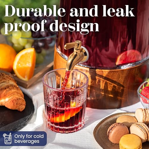 FOODLE Glass Drink Dispenser with Spigot - Beverage Dispenser with Stand - size: 3 Gallon