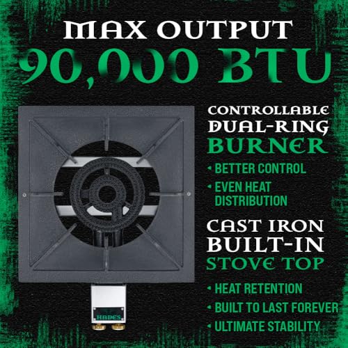 Concord Professional HADES Stainless Steel Commercial Stove. Dual Controled Burner Head with Solid Cast Iron Range Top. Height Adjustable.