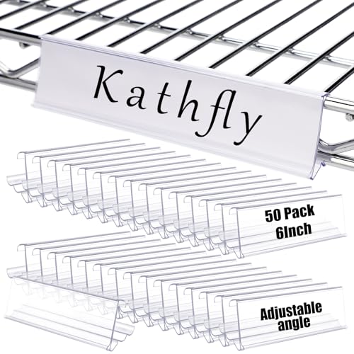 Kathfly 50 Pack Wire Shelf Label Holder 6" Adjustable Shelf Cable Tags - size: 6"