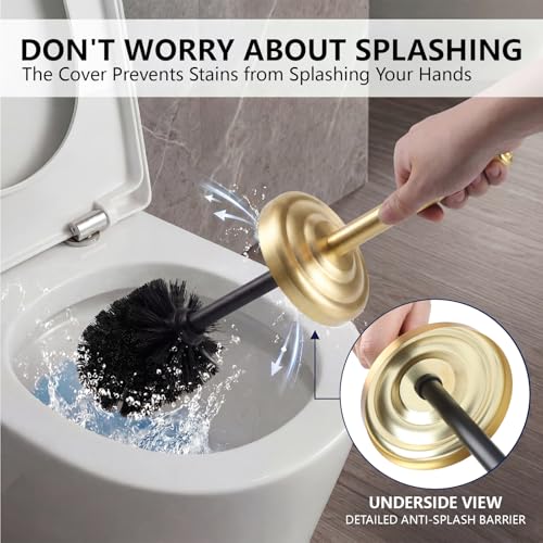 Stainless Steel Toilet Bowl Brush and Holder Set for Bathroom Long Handle - color: Gold