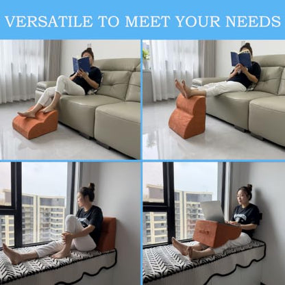 Foot Rest for Under Desk at Work.Multifunctional 3-Tier Foot Stool - color: Orange
