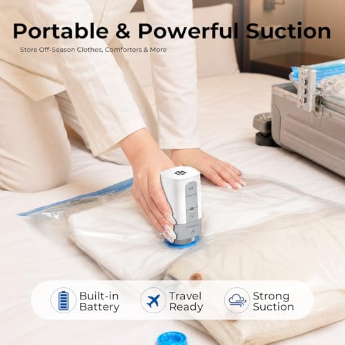 ETENWOLF 9 Combo Vacuum Storage Bags for Travel with Wireless Pump - size: 9 Travel Size-E