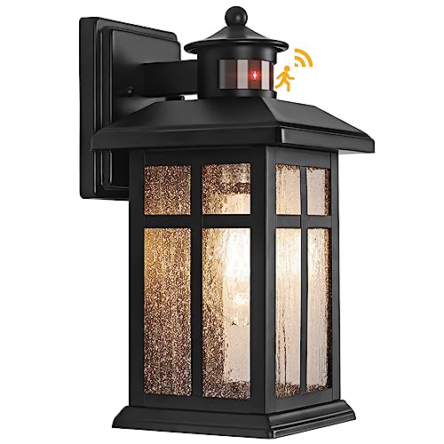Brilvibera Outdoor Wall Light Motion Sensor, Dusk to Dawn Outdoor Lighting - color: Black, size: 12 inches