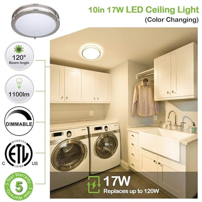 hykolity 10 inch Flush Mount LED Ceiling Light Fixture,1100LM - color: Brushed Nickel, size: 10-inch