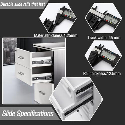 6 Inch Drawer Slide, YAOBVIS 1 Pair Heavy Duty Full Extension Ball Bearing Drawer Runners, Smooth Side Mount Cabinet Rails for Kitchen, Bathroom, Garage and Tool Cabinets - size: 6 Inch
