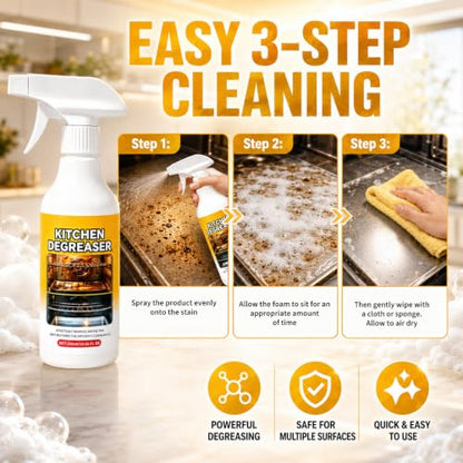 300ml/10.56FL OZ Greasekiller Spray BBQ Grill Cleaner, Fast Acting Heavy Duty Grill Degreaser Spray, Effectively Removes Grease for Outdoor BBQ Grate,Grill Lid,Stovetop