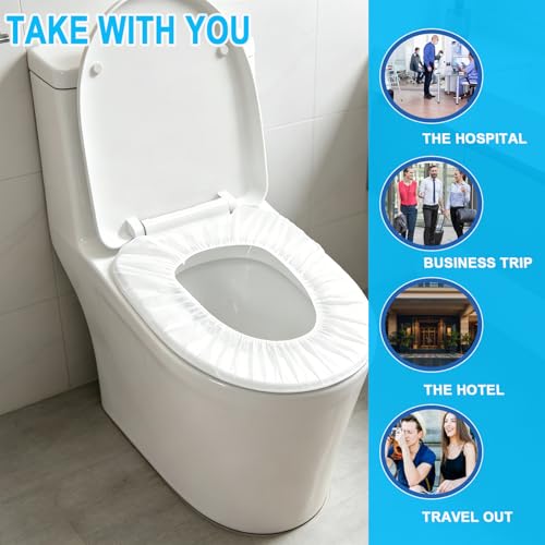 100 Pack Disposable Toilet Seat Cover Waterproof Non-Woven Fabric, Disposable Toilet Seat Covers for Travel, Disposable Seat Covers for Hotel Hospital Public Restroom, Individual Package