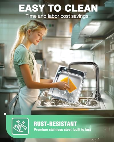 WantJoin Stainless Steel Steam Table Hotel Pans Set 1/2 Size 4 Inch 6 Pack - color: 4" Deep, size: 1/2 Size Thickened