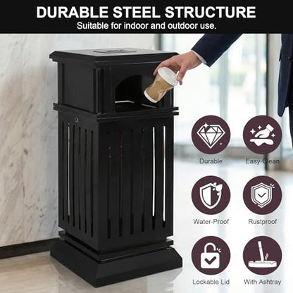 Commercial Trash Can with Removable Inner Bucket & Lid Side Opening Waste Bin Large Capacity for Home/Office/Restaurant/Restroom