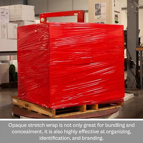 PSBM Dark Red Stretch Wrap with Handles 4 Rolls 20 Inch x 1000 Feet 80 Gauge, Heavy Duty Plastic Wrap Industrial Strength Shrink Film for Moving, Packing & Shipping - size: 4 Rolls, style: Red