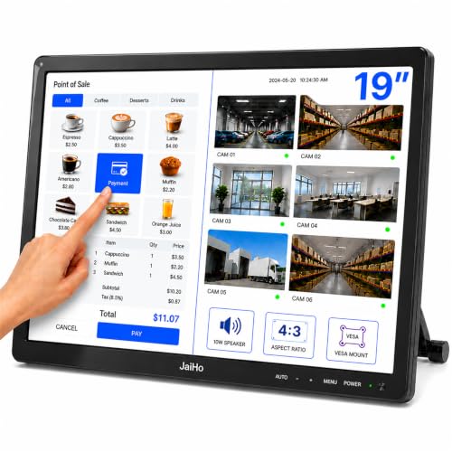 19-Inch Widescreen Touchscreen Monitor, 1440x900 HD 16:10 IPS Display with BNC HDMI VGA AV USB Input, 400cd/m² High Brightness Touch Screen for POS Kiosk Industrial Control, Built-in Speakers - size: 19Inch/16:10