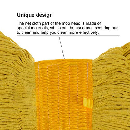 Mop Head Replacement,Commercial Mop Heads,Cotton Washable Industrial Mop Head,6 Inch Heavy Duty Mop Heads,Wet Industrial Cleaning Mop Head for Home,Industrial and Commercial Use Clean（Yellow） - color: Yellow, size: 1 Pack