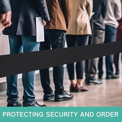 Zonon 2 Pieces Wall Mounted Retractable Belt Barrier Wall Mount Caution Belt with 10 Feet Black Belt Crowd Control Barriers Rope Safety Barriers for Indoor Outdoor Retail Grocery Store Stadium