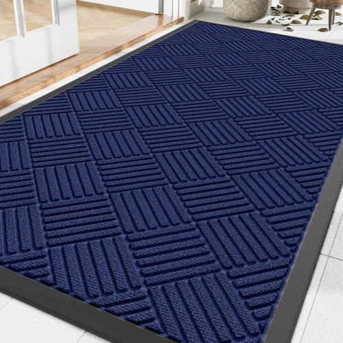 Amyracel Front Door Mat 2'x4', Heavy Duty Waterproof Commercial Floor Mat - color: Blue Diamond, size: 2' x 4'(Rectangular)