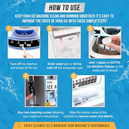 ACTIVE Ice Machine Cleaner Maker Descaler - 24 Clean Tablets Compatible with Frigidaire, Opal, GE Profile, Kitchenaid, Nickel Safe Scale Remover for Countertop, Nugget Ice Makers - Bulk 1 Year Supply - style: 24 Tablets Descaling Cleaner for Ice Maker