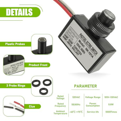 105V-130V AC Photocell Light Sensor Light Control Sensor Photoelectric Switch Dusk to Dawn Sensor with Automatic Illumination Detection Circuit for Outdoor Lighting Photoelectric Switch,3 Pack - size: 3 Pack