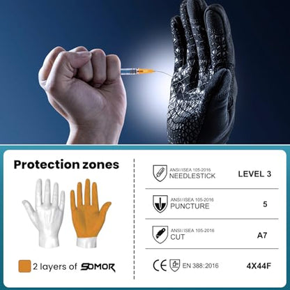 TAILI Level 5 Puncture, Level 3 Needle and A7 Cut Resistant Work Gloves, M