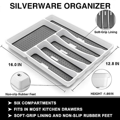 49-Piece Silverware Set with Organizer, Food-Grade Stainless Steel Flatware for 8, Cutlery Utensil Sets with Steak Knives, Rust-proof, Mirror Polished, Dishwasher Safe, Silver Tree Pattern - style: Tree Pattern - Silver