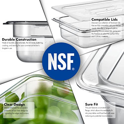 CURTA 6-Pack 1/3 Size 2.5" Deep NSF Polycarbonate Food Pans | Dishwasher & Freezer Safe Clear Container for Prep Tables, Buffet, Salad Bar, Commercial & Home Kitchen - color: 1/3 Size, size: 2-1/2" Deep